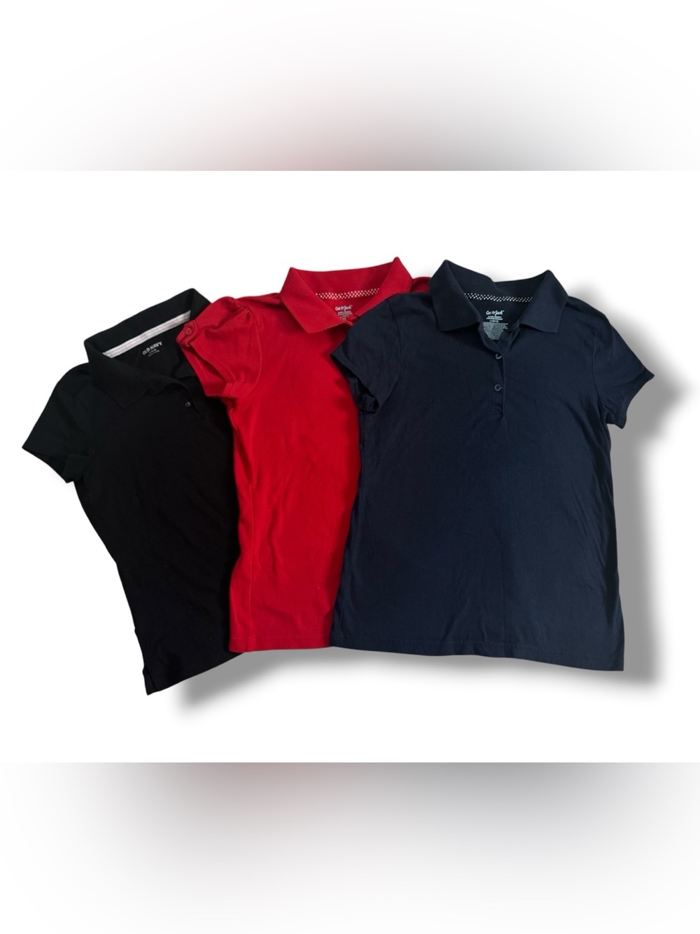 Old Navy, Cat & Jack Girls Polo Pack — Red, Navy & Black | Size Large 10/12 Y